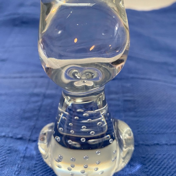 Crystal art glass hand blown cat figure paper weight w:bubbles inside - Picture 4 of 10